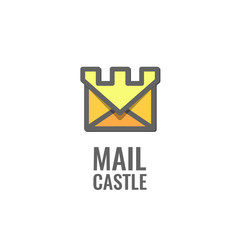 Castle Mail Logo Template Design Vector. Message icon.