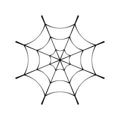 Naklejka premium Spider web clip. Black cobweb element, isolated on white background. Spiderweb silhouette graphic. Symbol of halloween, network, trap and danger, scary, arachnid. Design tattoo. Vector illustration