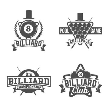 billiards emblems labels and designed elements