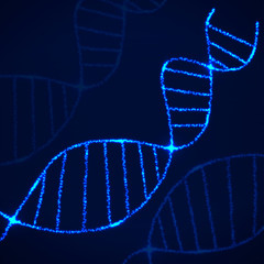 Abstract spiral of DNA, neon molecular chain