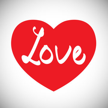 Decorative love text with heart. Vector illustration, eps10.