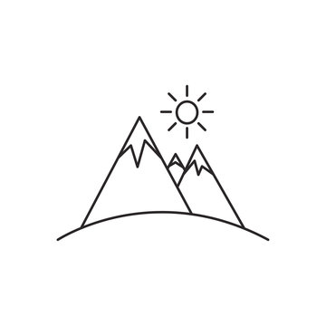 Outline mountain icon isolated on white background
