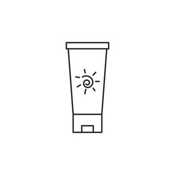 recommend clip art: Outline sun cream icon isolated on white background