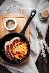 Grilled sausage with cabbage