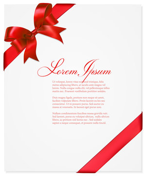 Vector gift card with a red ribbon.