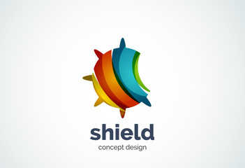 Fototapeta na wymiar Round shield logo template, security or safe concept