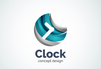 Clock logo template, time management business concept