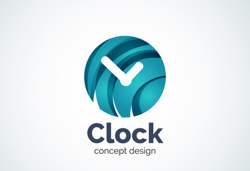 Clock logo template, time management business concept
