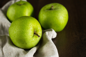 green apples on a napkin