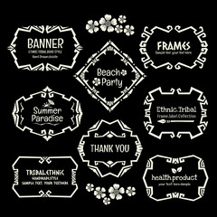 Doodle vector frame set.Ethnic Tribal style frame collection.