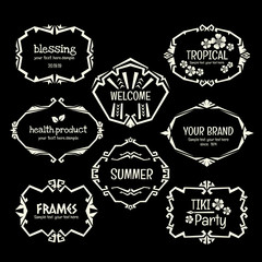 Doodle vector frame set.Ethnic Tribal style frame collection.