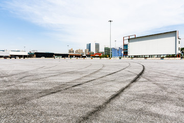 Fototapeta na wymiar Asphalt road Vehicle track in outdoor circuit