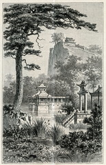 Obrazy na Plexi  Ogród chiński (z Meyers Lexikon, 1895, 7 tom)
