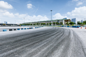 Asphalt road Vehicle track in outdoor circuit