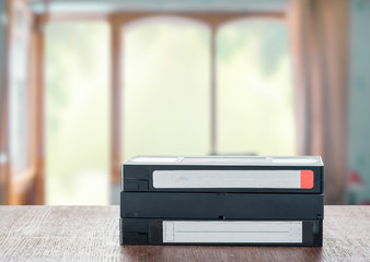 VHS cassettes on the table