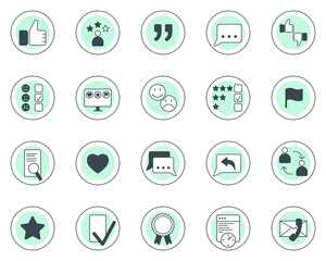 set of testimonials related vector icons.