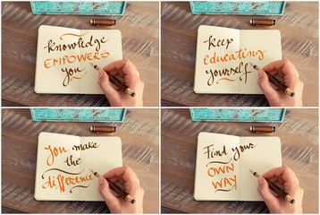 Photo collage of handwritten motivational messages