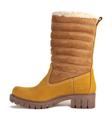 all-weather yellow shoes isolated on a white background 