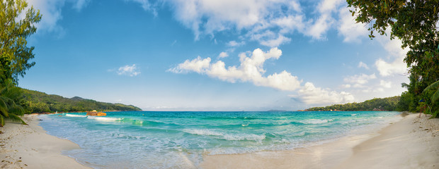 panoramic view of anse lazio beach praslin island seychelles
