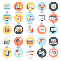 Flat conceptual icons set of web design and development