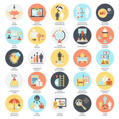 Flat conceptual icons set of corporate development