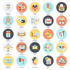 Flat conceptual icons set of project management