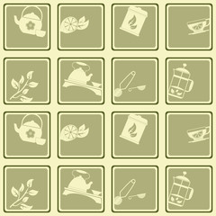 Seamless pattern with tea ceremony and accessories icons for your design