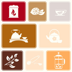 Seamless pattern with tea ceremony and accessories icons for your design
