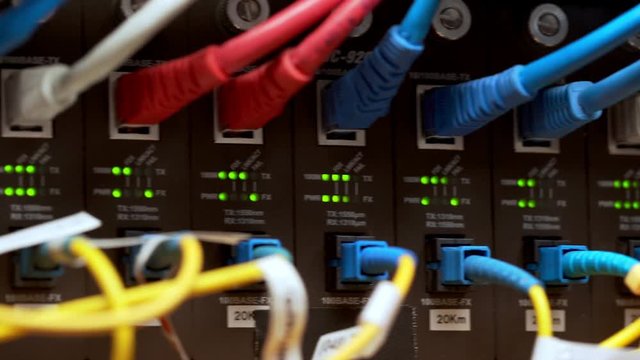 Inside view on data room. Close up.