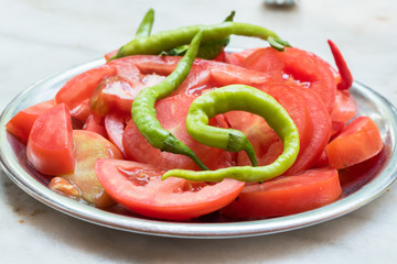 Chili and tomatoes, side dish for Turkish recipe