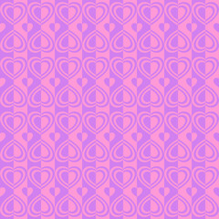 Love is all around, Seamless romantic pattern with heart shapes, striped background