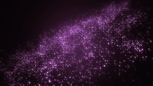  Universe violet dust with stars on black background. Motion abstract of particles. VJ Seamless loop.