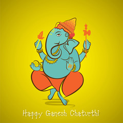 happy ganesh chaturthi festival greeting card or poster design vector