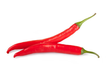 red chili or chilli cayenne pepper isolated on white background