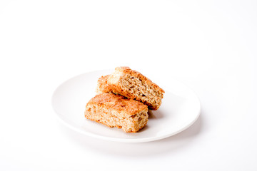 Three rusks on plate