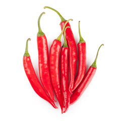 red chili or chilli cayenne pepper isolated on white background