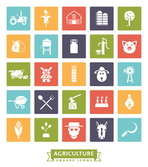 Agriculture and Farming Square Color Icon Set