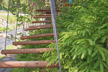 Climbing park, adventure playground in the forest
