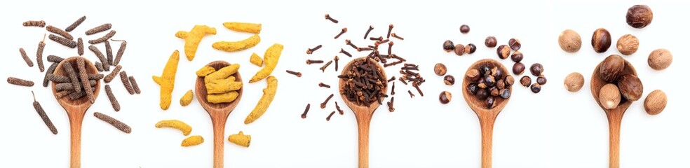 Obraz premium Spices collage on white background