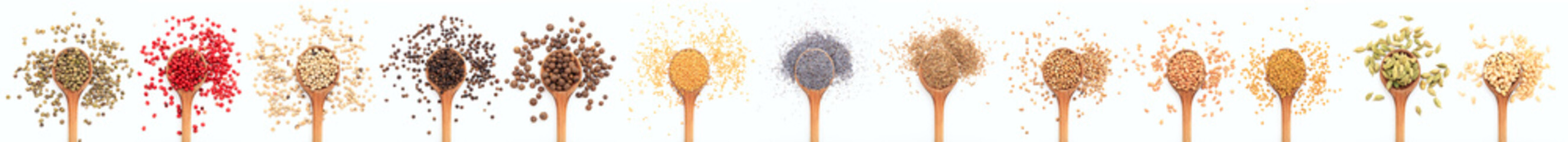Spices collage on white background