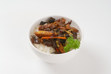 Stir fried meat with rice