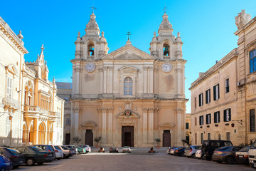 Fototapeta na wymiar Mdina also known as Medina - Malta. Old town center, famous cath