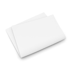 Folded blank newspaper on white background.