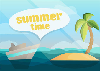 Summer Holidays poster background with small island