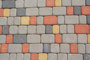 Colored paving slabs close up. Backgrounds and textures