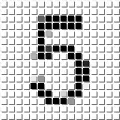 Five. Simple geometric pattern of black squares in number five
