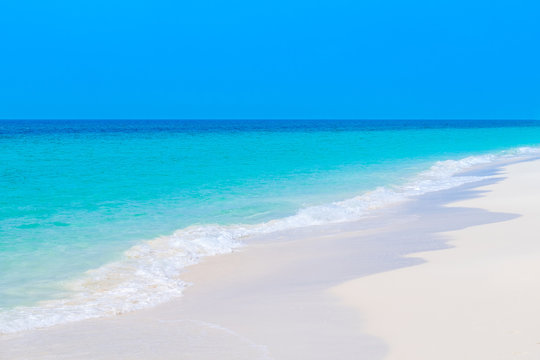 Blue sea and white sand beach background summer