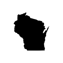 Wisconsin State vector map isolated on white background. High detailed silhouette illustration. - obrazy, fototapety, plakaty