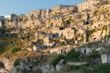 Fototapeta na wymiar Ancient town of Matera, dwellings digged in rocks