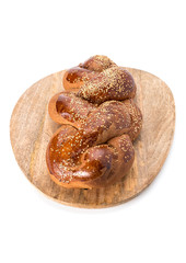 challah on a wooden board